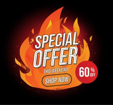 Hot sale fire burn special offer banner template vector labels designs concept Stock Illustration