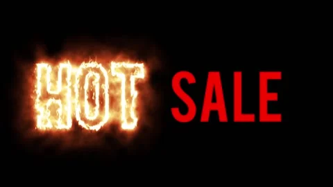 Hot Sale Fire Text Effect on Black Background Stock Footage 155884191