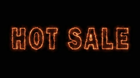 Hot Sale text. Fire effect. Special offers. Sales and Discounts. 4K video Stock Footage 147662221
