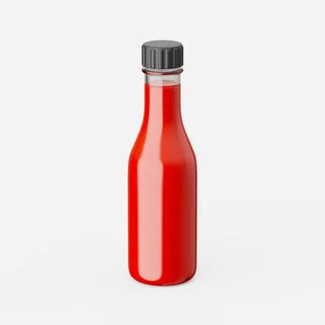 Hot sauce bottle. 3d render. Stock Illustration