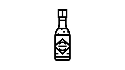 Hot sauce bottle line icon animation Stock Footage 326133060