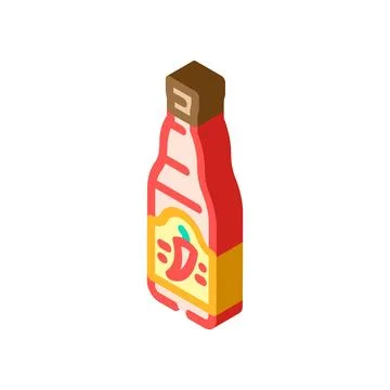 Hot sauce condiment isometric icon vector illustration Stock Illustration