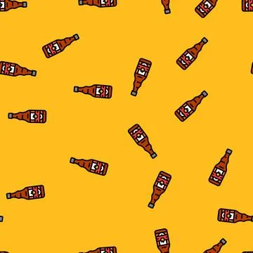 Hot sauce condiment vector seamless pattern Illustrazione stock
