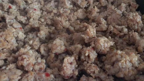 Hot Sausage Cooking Close Up Video stock 77143398