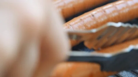 Hot sausages on the grill Stock Footage 70414797