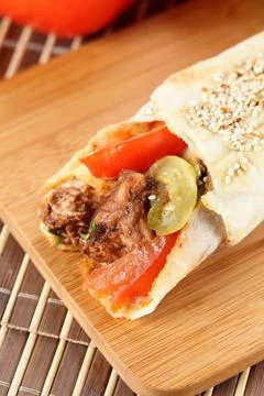 Hot shawarma with vegetables Stock Photos