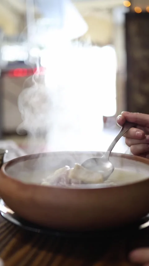 Hot soup with steam Stock Footage 331200640