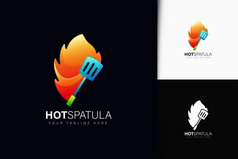 Hot spatula logo design with gradient Stock Illustration
