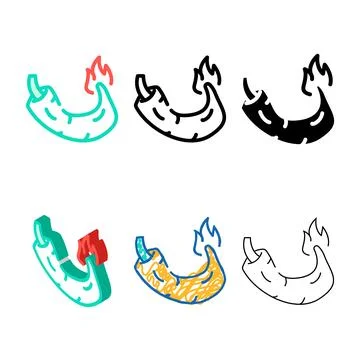 Hot spice pepper vegetable color icon vector variety Stock Illustration