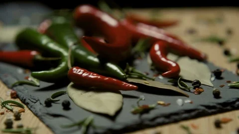 Hot Spices on a Pallet Stock Footage 107765156