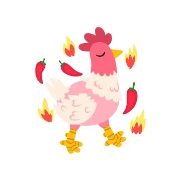 Hot spicy chicken creative logo design template vector Illustration Stock Illustration