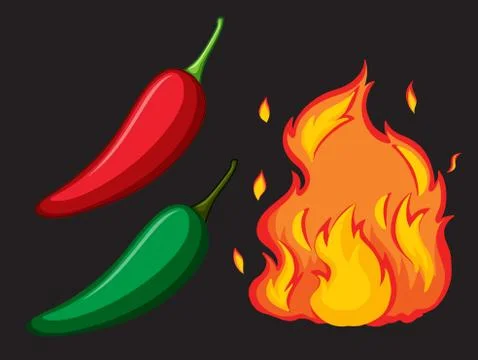 Hot Spicy Chilli and Fire Stock Illustration