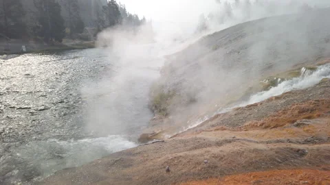 Hot Spring and River 03 UHD Stock Footage 179146728
