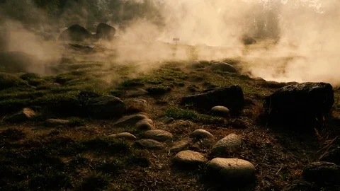 Hot spring and sream Stock Footage 97489089