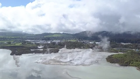 Hot spring and volcanic geyser in Rotorua, New Zealand. Stock Footage 124096563