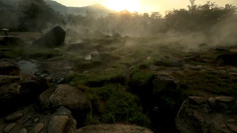 Hot spring  Doi Phahompok National Park Chiang Mai Thailand. Video stock 97489247