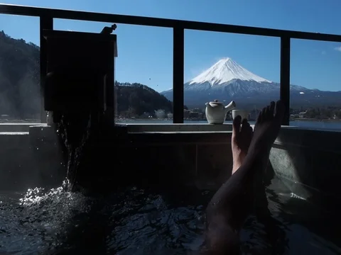 Hot spring at fuji mountain Video stock 72853885