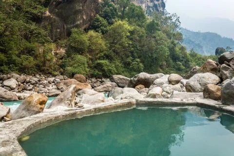 Hot spring in the Himalayas. Stock Photos
