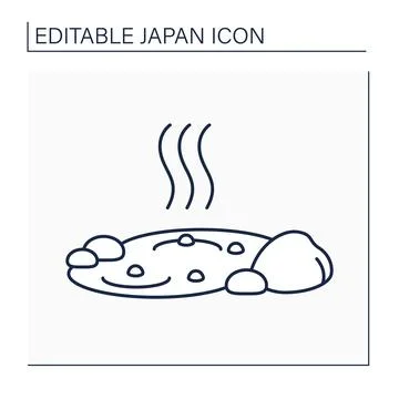 Hot spring line icon Stock Illustration
