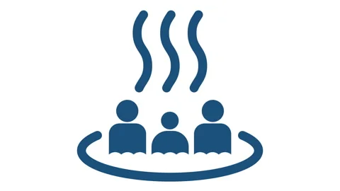 Hot spring mark icon with people (blue, seamless loop) Stock Footage 161811782