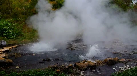 Hot spring at Pong Duet Geyser Stock Footage 59571119