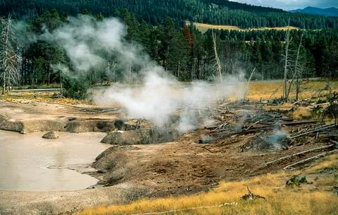 Hot spring pool in Yellowstone National Park Stock Photos