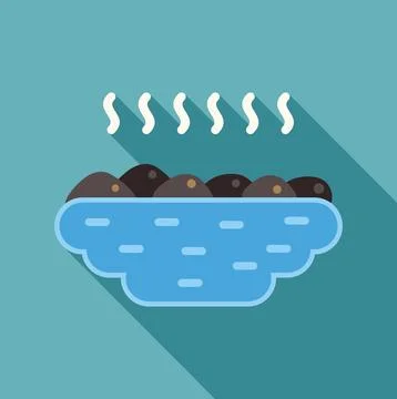 Hot spring rocks with steam icon design Stock Illustration