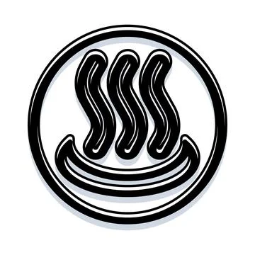 Hot spring steam symbol in circle icon Stock Illustration