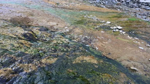 The hot spring surface of volcanic caldera,Changbai mountain ,north China Stock Footage 53643423
