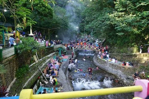 Hot spring tour in java Stock Photos