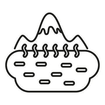 Hot spring water steaming below mountain outline Stock Illustration