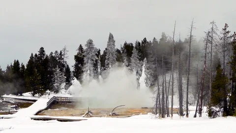 Hot Spring in Yellowstone National Park Stock Footage 125704853
