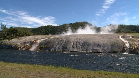 Hot Springs flow into river Stock Footage 8678302