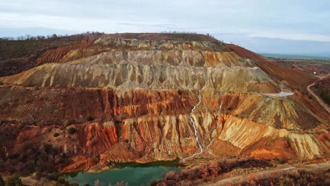 Hot Springs Mining Site Clay Sand Slow Orbit Aerial Stock-Footage 289581105