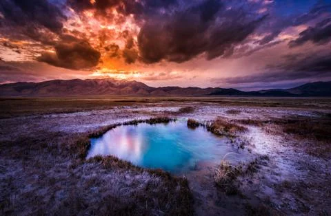 Hot Springs Nevada Ruby Valley after Sunset Stock Photos