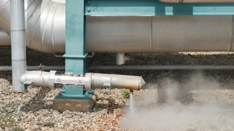 Hot steam blowing from pipe Stock Footage 58752147