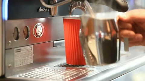 Hot steam from a professional coffee machine. Stock Footage 151662971