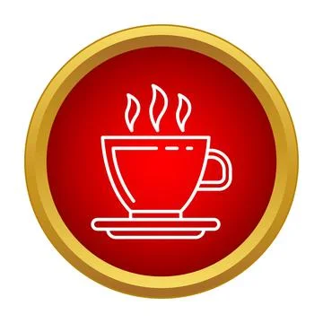 Hot steaming coffee cup line icon menu Stock Illustration