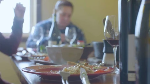 Hot steaming food served on table in a restaurant Stock Footage 87801359
