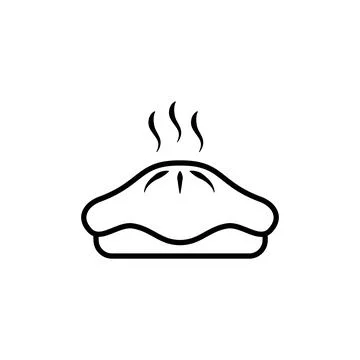 Hot Steaming Pie Line Art Vector Icon for Food and Bakery Menu Design Stock Illustration