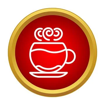 Hot steamy coffee tea cup icon button Stock Illustration