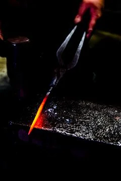 Hot steel for a small Japanese kodachi sword Stock Photos