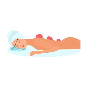 Hot Stone Massage Vector Illustration Ilustração Stock