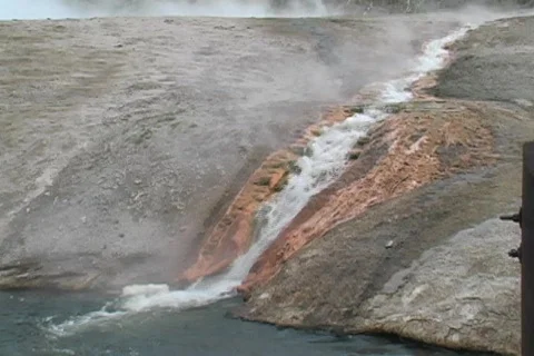 Hot stream into Yellowstone River Stock Footage 116186