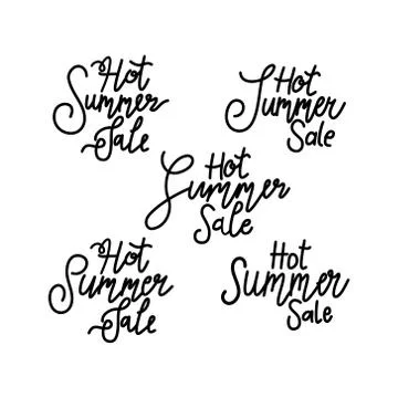 Hot Summer Sale Script Text Design Template 스톡 일러스트