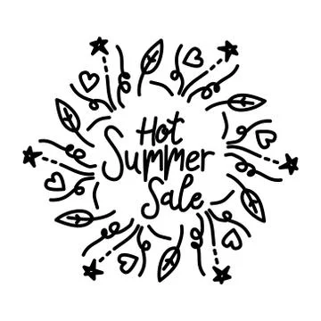 Hot Summer Sale Script Text Design Template Stock Illustration