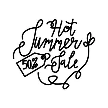 Hot Summer Sale Script Text Design Template 스톡 일러스트