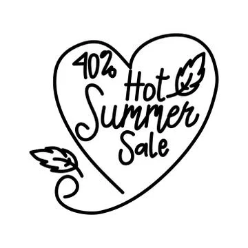 Hot Summer Sale Script Text Design Template 스톡 일러스트