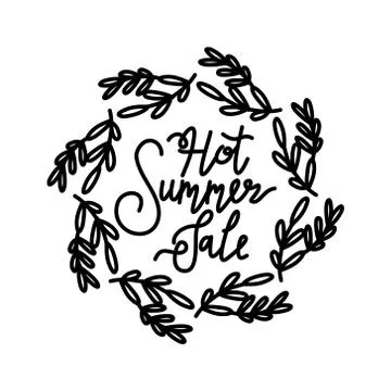 Hot Summer Sale Script Text Design Template 스톡 일러스트