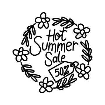 Hot Summer Sale Script Text Design Template Stock-Illustration